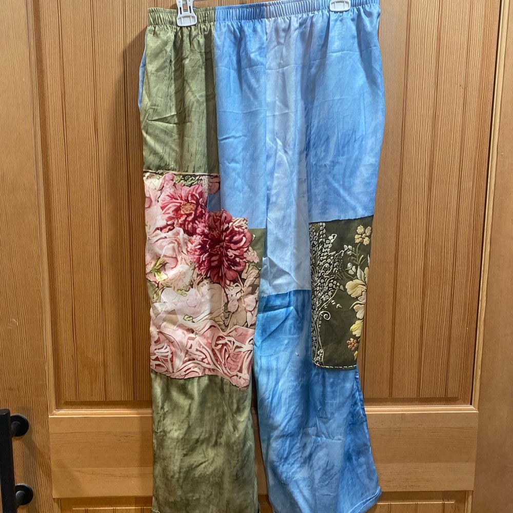 Patchwork Pattern Wide-Leg Pants - Multicolor NWT - image 6